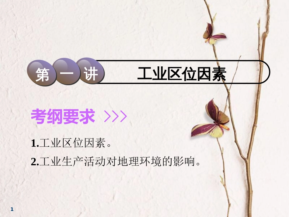 2019版高考地理一轮复习 第2部分 人文地理 第七章 生产活动与地域联系 第三讲 工业区位因素课件 中图版(1)_第1页
