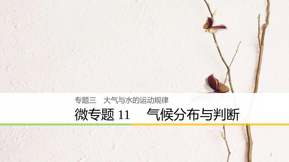 浙江省高考地理二轮复习3大气与水的运动规律微专题11气候分布与判断课件_第1页