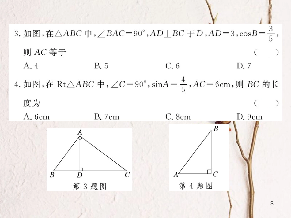 年九年级数学下册 第一章 直角三角形的边角关系检测卷练习课件 （新版）北师大版_第3页