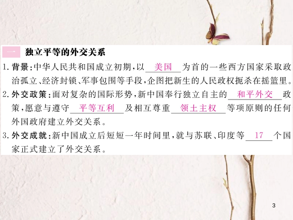 八年级历史下册 第二单元 向社会主义社会过渡 第7课 独立自主的新中国外交习题课件 岳麓版_第3页