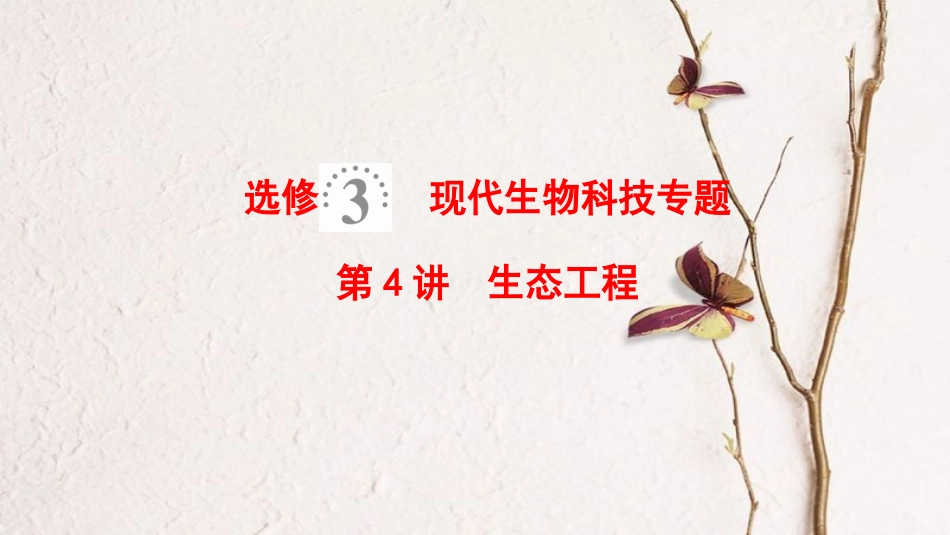 2019版高考生物一轮复习 现代生物科技专题 第4讲 生态工程课件 苏教版_第1页