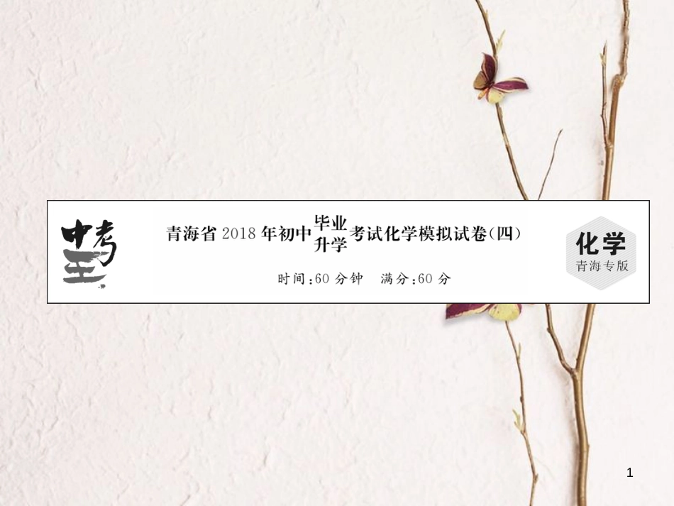 （青海专版）中考化学复习 毕业升学考试模拟试卷(四)课件_第1页