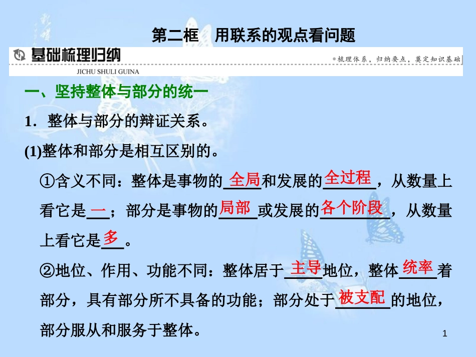 高中政治 第七课 唯物辩证法的联系观 第二框 用联系的观点看问题课件 新人教版必修4_第1页