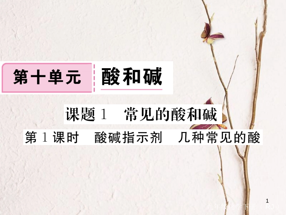 （通用）九年级化学下册 第10单元 酸和碱 课题1 常见的酸和碱 第1课时 酸碱指示剂 几种常见的酸课件 （新版）新人教版_第1页