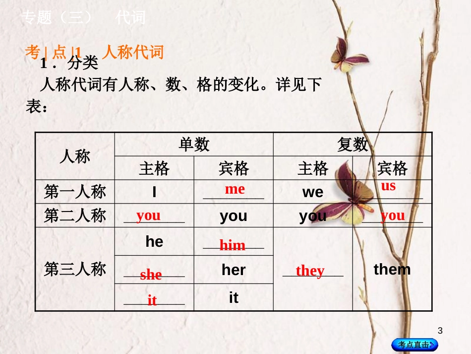 湖南省中考英语总复习 第二部分 语法点击 专题（三）代词课件 人教新目标版_第3页
