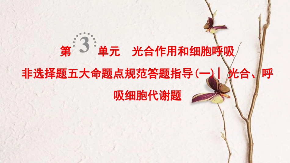 2019版高考生物一轮复习 第3单元 光合作用和细胞呼吸 非选择题五大命题点规范答题指导（一）光合、呼吸细胞代谢题课件 苏教版_第1页