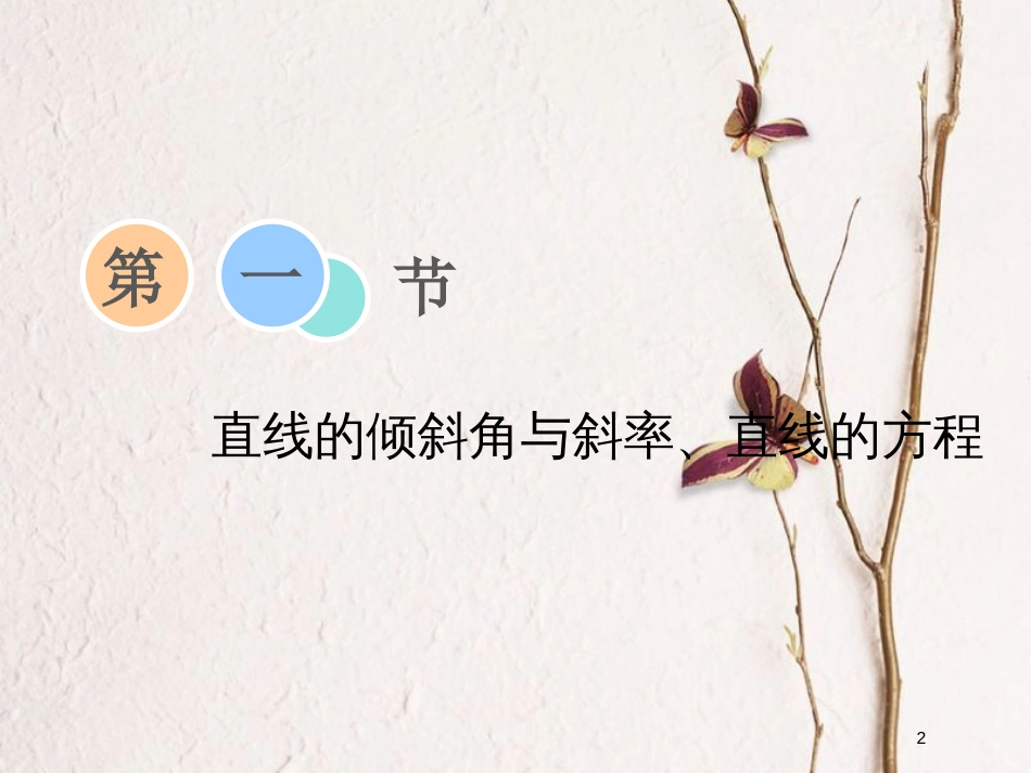 2019届高考数学一轮复习 第八章 解析几何 第一节 直线的倾斜角与斜率、直线的方程课件 理_第2页
