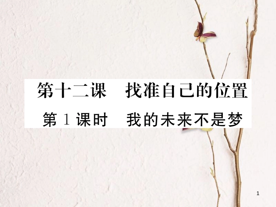 九年级政治全册 第四单元 从这里出发 第十二课 找准自己的位置 第1框 我的未来不是梦课件 人民版_第1页