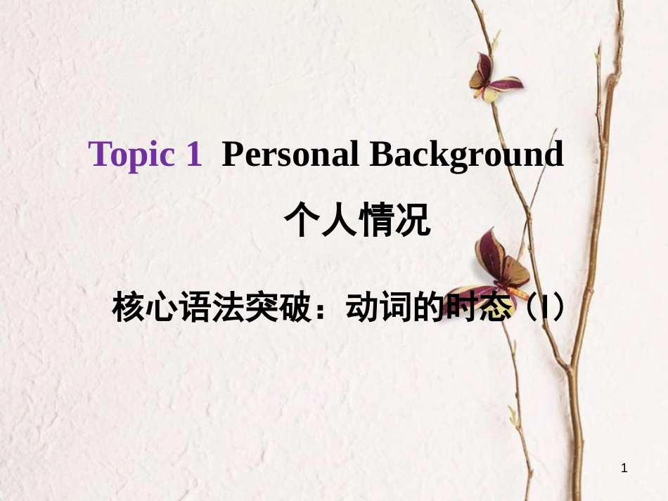 河北省中考英语总复习 Topic 1 Personal Background 4 动词的时态（I）课件_第1页