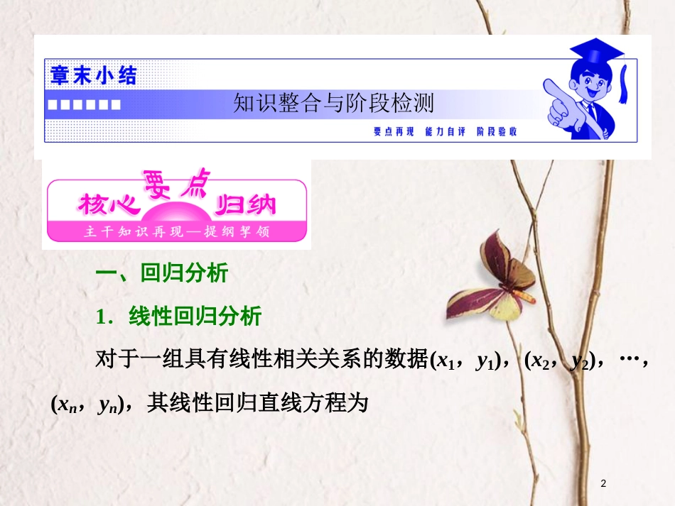 高中数学 第三章 统计案例章末小结知识整合与阶段检测课件 北师大版选修2-3_第2页