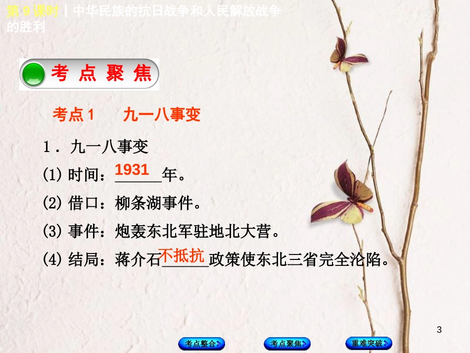 中考历史复习 第2单元 中国近代史 第9课时 中华民族的抗日战争和人民解放战争的胜利课件 川教版_第3页