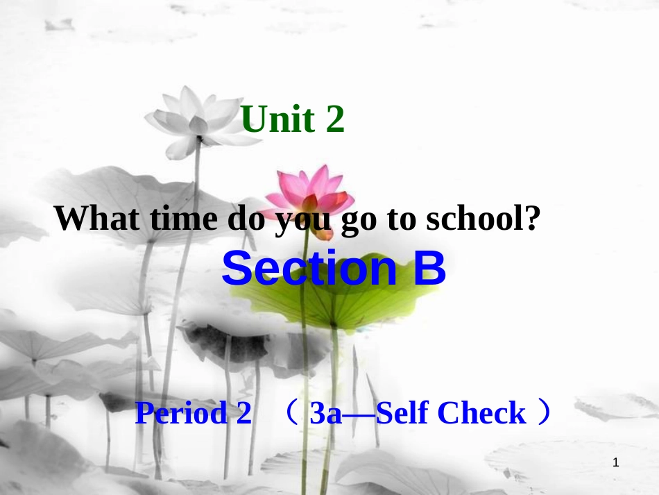 七年级英语下册 Unit 2 What time do you go to school Section B Period 2（3a-Self check）课件 （新版）人教新目标版_第1页