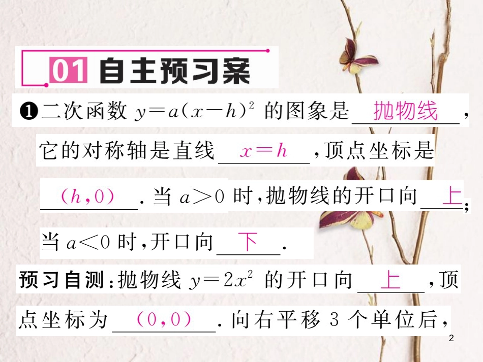 九年级数学下册 第1章 二次函数 1.2 二次函数的图象与性质第3课时作业课件 （新版）湘教版_第2页