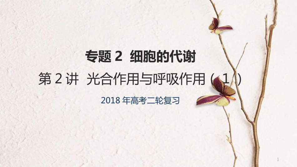 年高考生物二轮复习 专题2 细胞的代谢 第2讲 光合作用与呼吸作用（1）课件_第1页