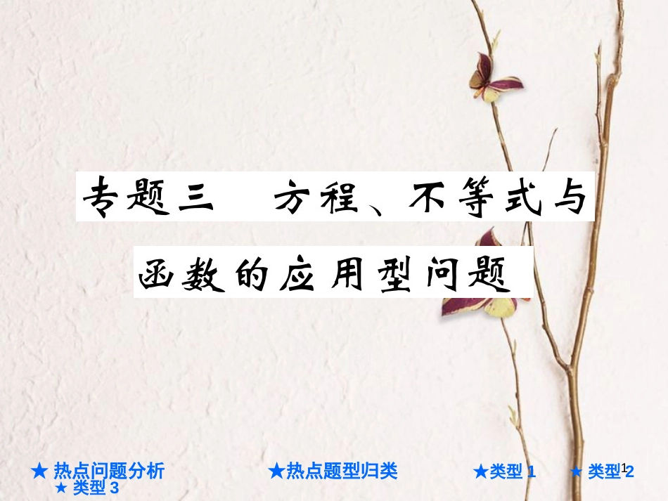 中考数学总复习 第二部分 重点专题提升 专题三 方程、不等式与函数的应用型问题课件_第1页