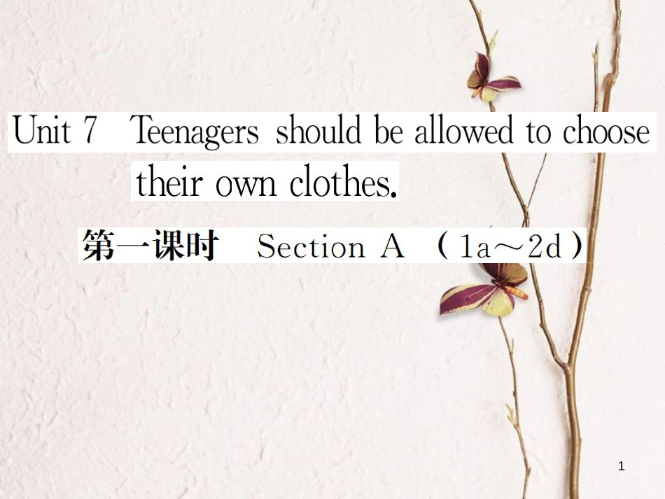 贵州省九年级英语全册 Unit 7 Teenagers should be allowed to choose their own clothes（第1课时）习题课件 （新版）人教新目标版_第1页