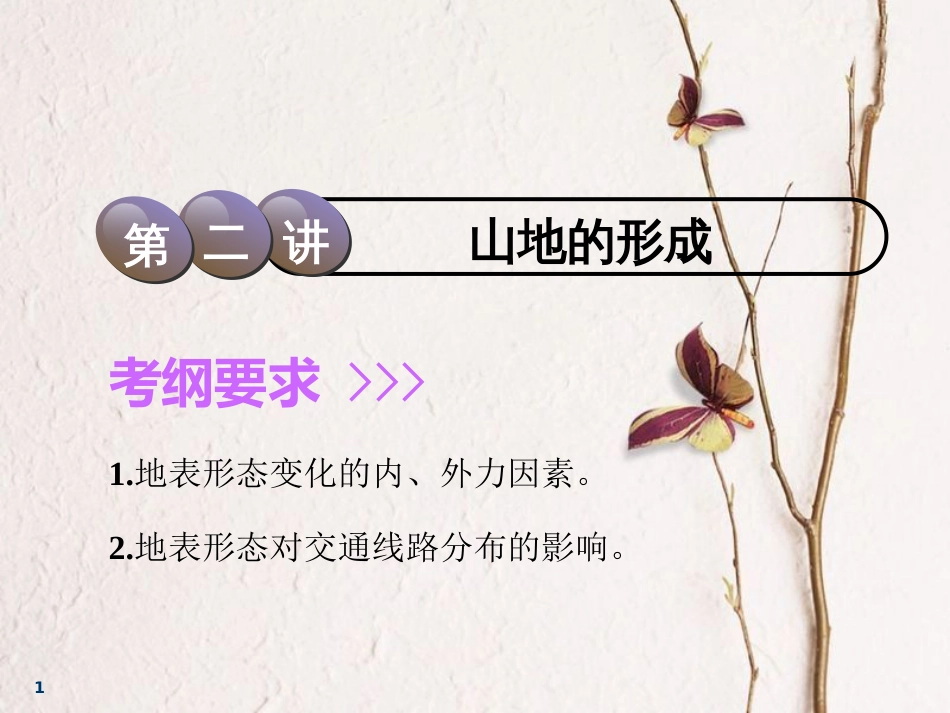 2019届高考地理一轮复习 第四章 地表形态塑造 第二讲 山地的形成课件_第1页