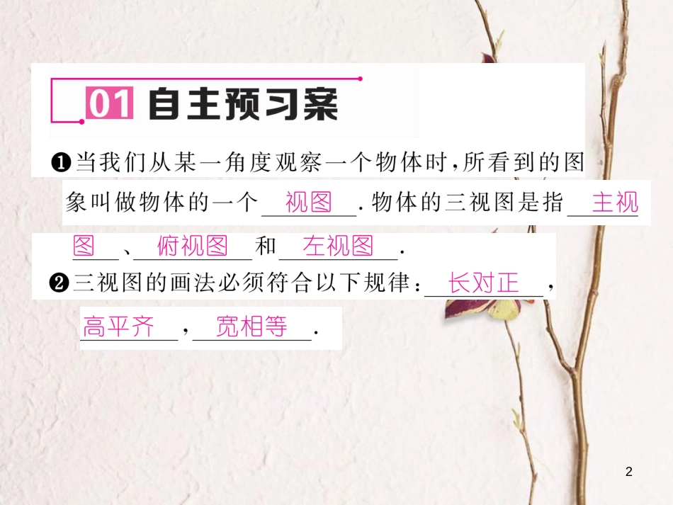 九年级数学下册 第29章 投影与视图 29.2 三视图（第1课时）作业课件 （新版）新人教版_第2页