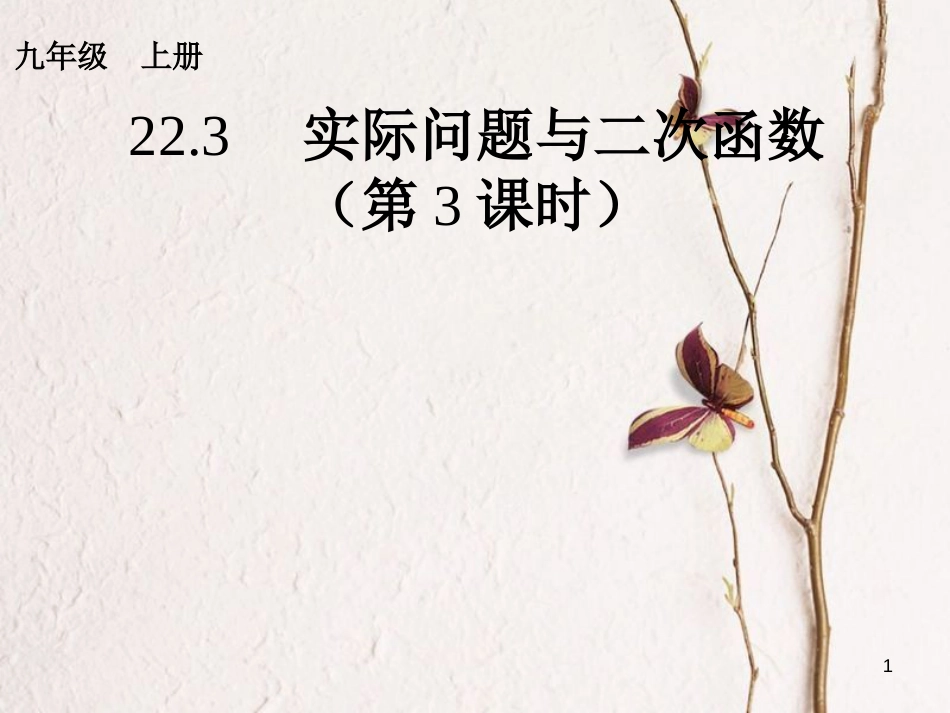 内蒙古鄂尔多斯市康巴什新区九年级数学上册 第22章 二次函数 22.3 实际问题与二次函数（第3课时）建系课件 （新版）新人教版_第1页