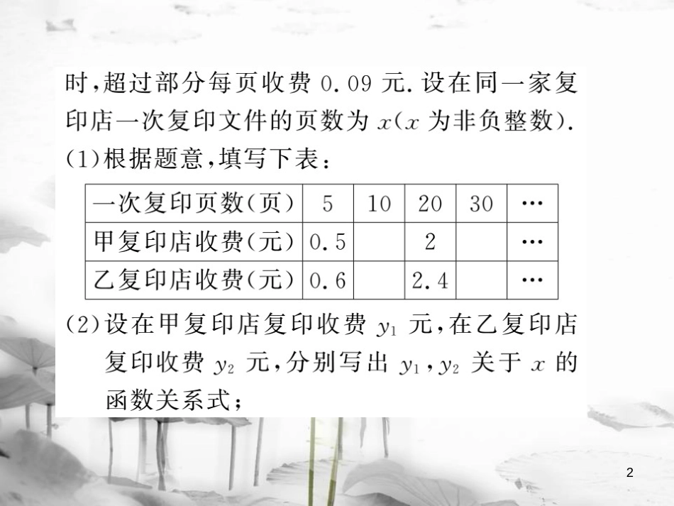 春中考数学总复习 第一轮 同步演练 夯实基础 第一部分 数与代数 第3章 函数及其图象 第14节 函数的综合应用 第2课时 函数的实际应用课件 新人教版_第2页