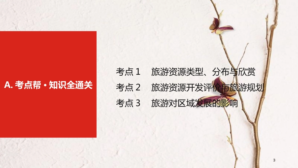 （全国版）2019版高考地理一轮复习 第二十一单元 旅游地理课件_第3页