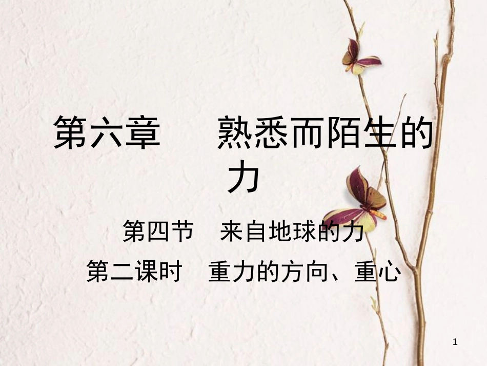 学年八年级物理全册 第六章 第四节 来自地球的力（第2课时 重力的方向、重心）课件 （新版）沪科版_第1页