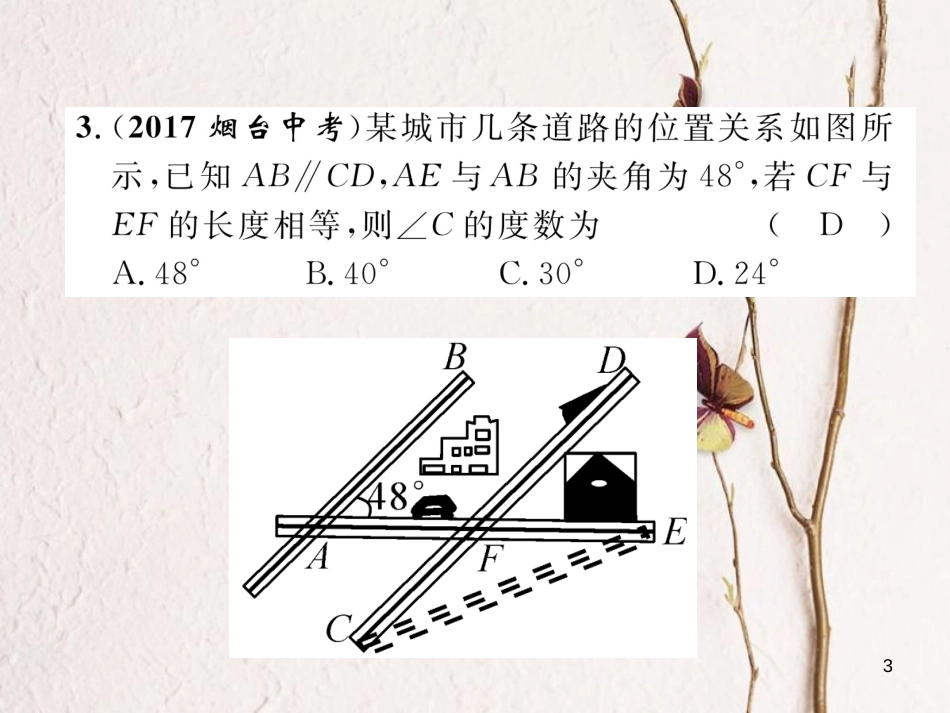 （青海专版）中考数学复习 第1编 教材知识梳理篇 第4章 图形的初步认识与三角形、四边形 第1节 线段、角、相交线和平行线（精练）课件_第3页