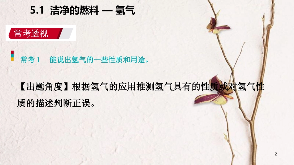 九年级化学上册 第五章 燃料 5.1 洁净的燃料—氢气练习课件 （新版）粤教版_第2页