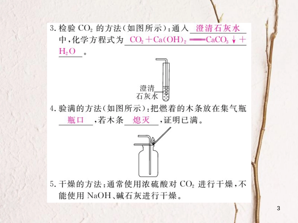 （安徽专版）九年级化学下册 寒假复习四 二氧化碳的制取练习课件 （新版）新人教版_第3页