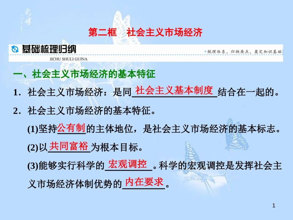 高中政治 第九课 走进社会主义市场经济 第二框 社会主义市场经济课件 新人教版必修1_第1页