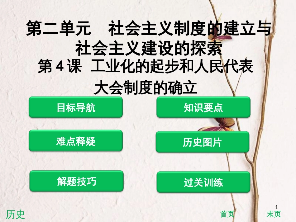 八年级历史下册 第二单元 社会主义制度的建立与社会主义建设的探索 第4课 工业化的起步和人民代表大会制度的确立课件 新人教版[共47页]_第1页