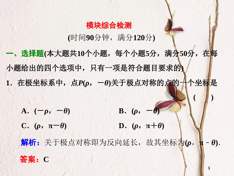 高中数学 模块综合检测课件2 新人教A版选修4-4_第1页