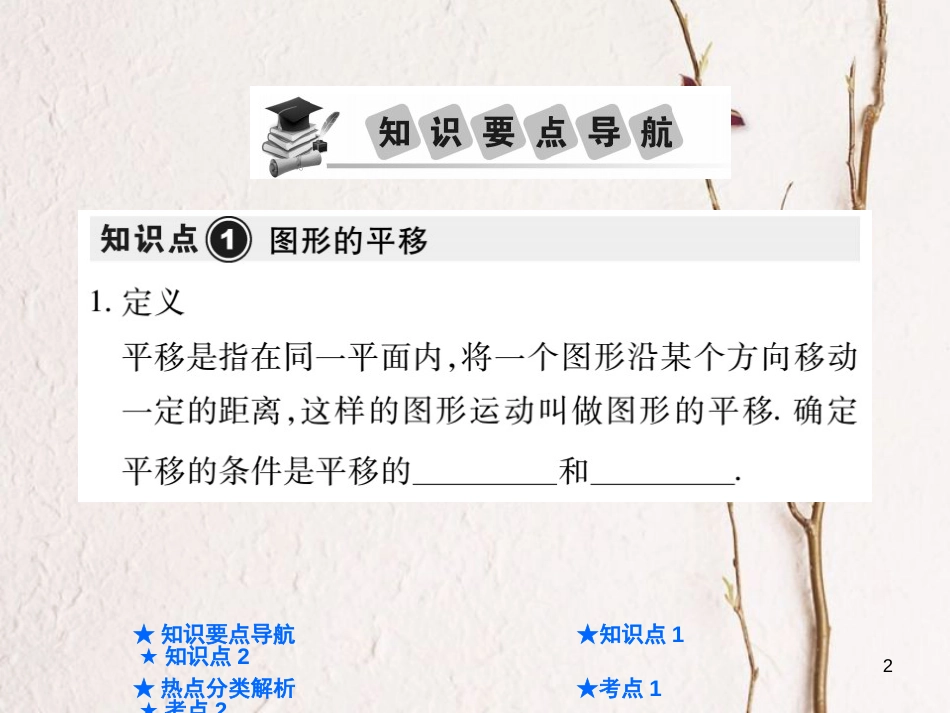 中考数学总复习 第一部分 基础知识复习 第7章 图形的变化 第2讲 图形的平移与旋转课件_第2页