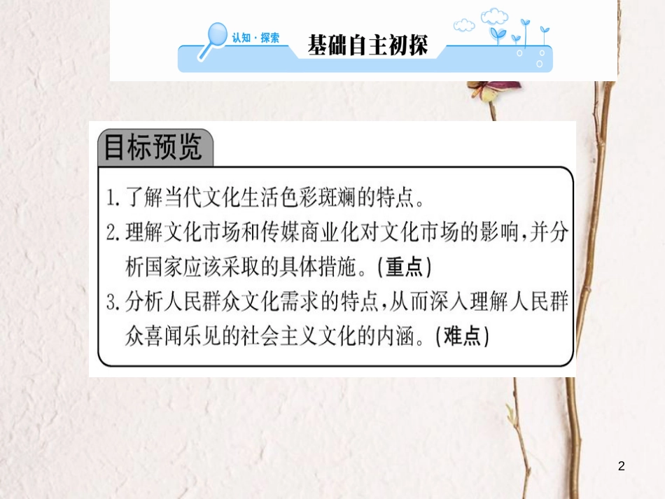 高中政治 第四单元 发展先进文化 第八课 走进文化生活 第一框 色彩斑斓的文化生活课件 新人教版必修3_第2页