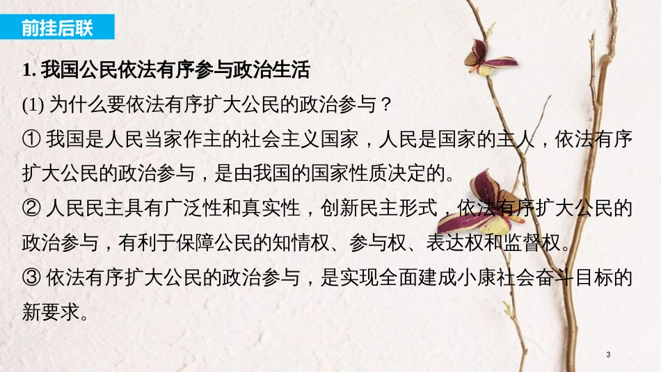 2019届高考政治一轮复习 第五单元 公民的政治生活单元综合提升课件 新人教版必修2_第3页