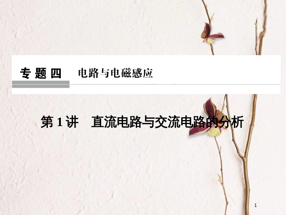 （全国通用）高考物理二轮复习 专题四 电路与电磁感应 第1讲 直流电路与交流电路的分析课件_第1页