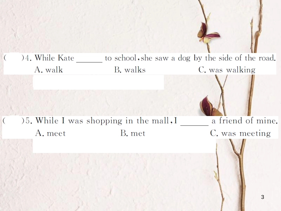 (山西专版)八年级英语下册 Unit 5 What were you doing when the rainstorm came(第4课时)作业课件 (新版)人教新目标版_第3页