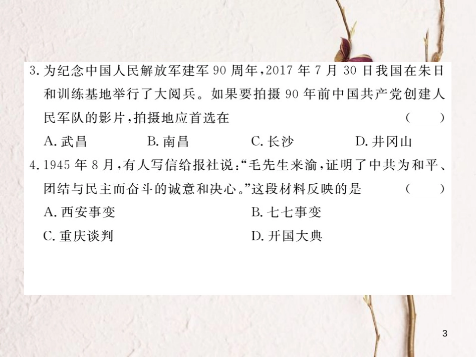 （安徽专版）九年级历史下册 模拟卷（一）课件 新人教版_第3页
