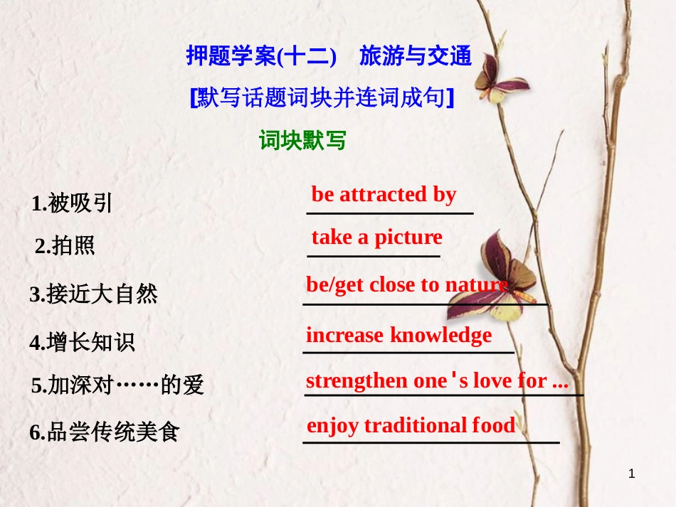 年高考英语二轮复习 专题辅导与测试四 热门话题下的书面表达 押题学案（十二）旅游与交通课件_第1页