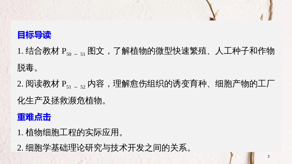 高中生物 第3章 细胞工程 第1节 植物细胞工程 第2课时 植物细胞工程的应用同步备课课件 北师大版选修3_第2页