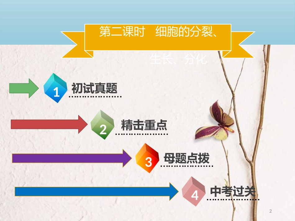 广东省中考生物 模块二 生物体的结构层次 第二课时 细胞的分裂、生长、分化课件_第2页