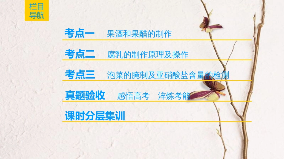 （全国版）2019版高考生物一轮复习 生物技术实践 第1讲 传统发酵技术的应用课件_第2页