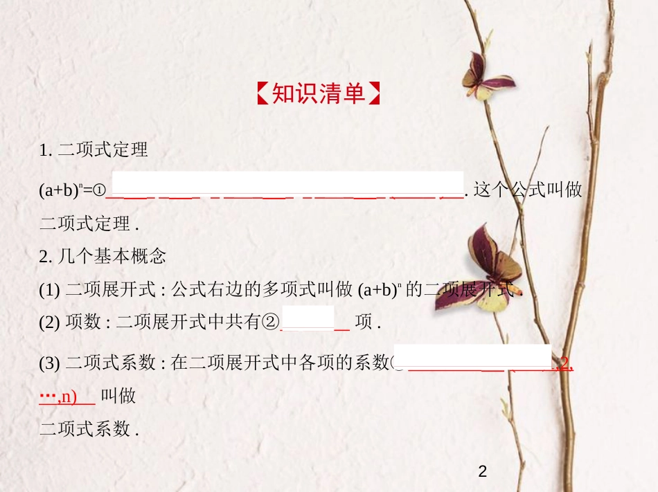 （江苏专版）2019版高考数学一轮复习 第二十章 计数原理 20.2 二项式定理课件_第2页
