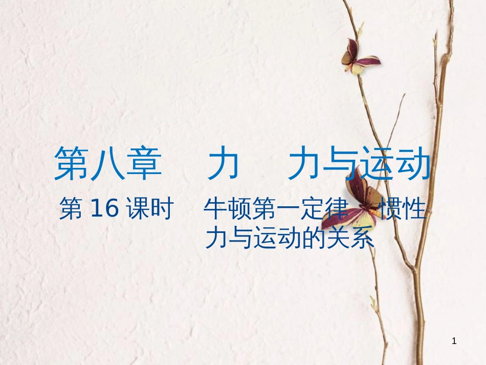 江苏省大丰市中考物理第16课时牛顿第一定律惯性复习课件_第1页