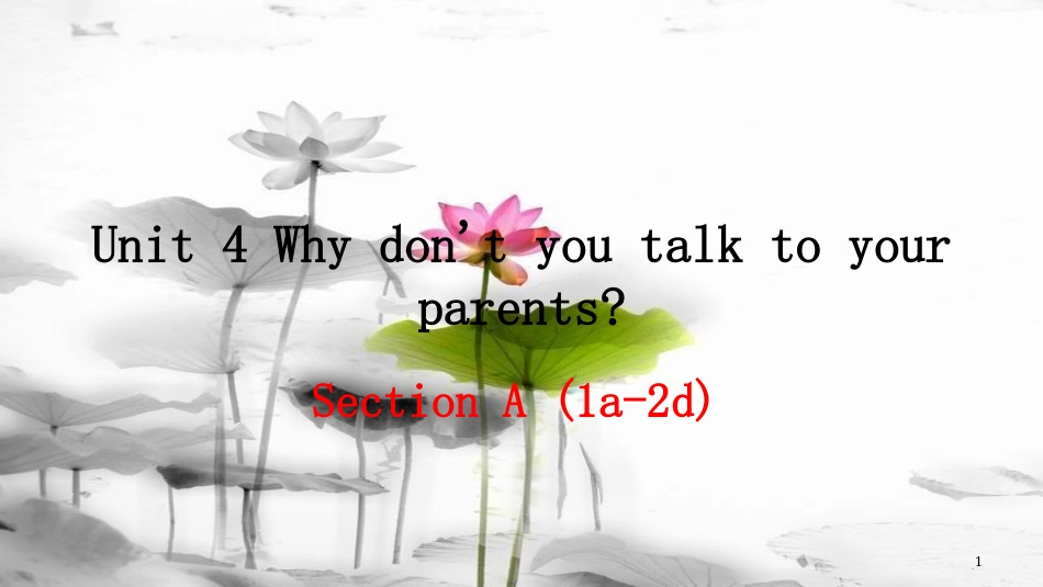 春八年级英语下册 Unit 4 Why don’t you talk to your parents（第1课时）教学课件 （新版）人教新目标版_第1页