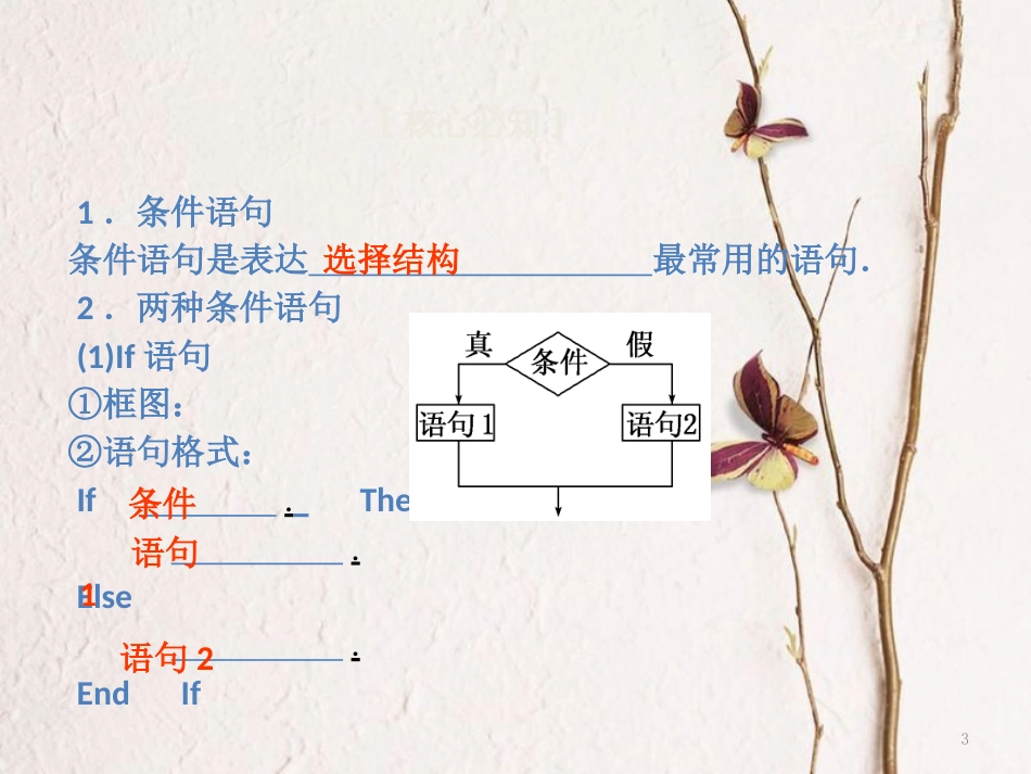 高中数学 第2章 算法初步 3 第1课时 条件语句课件 北师大版必修3_第3页