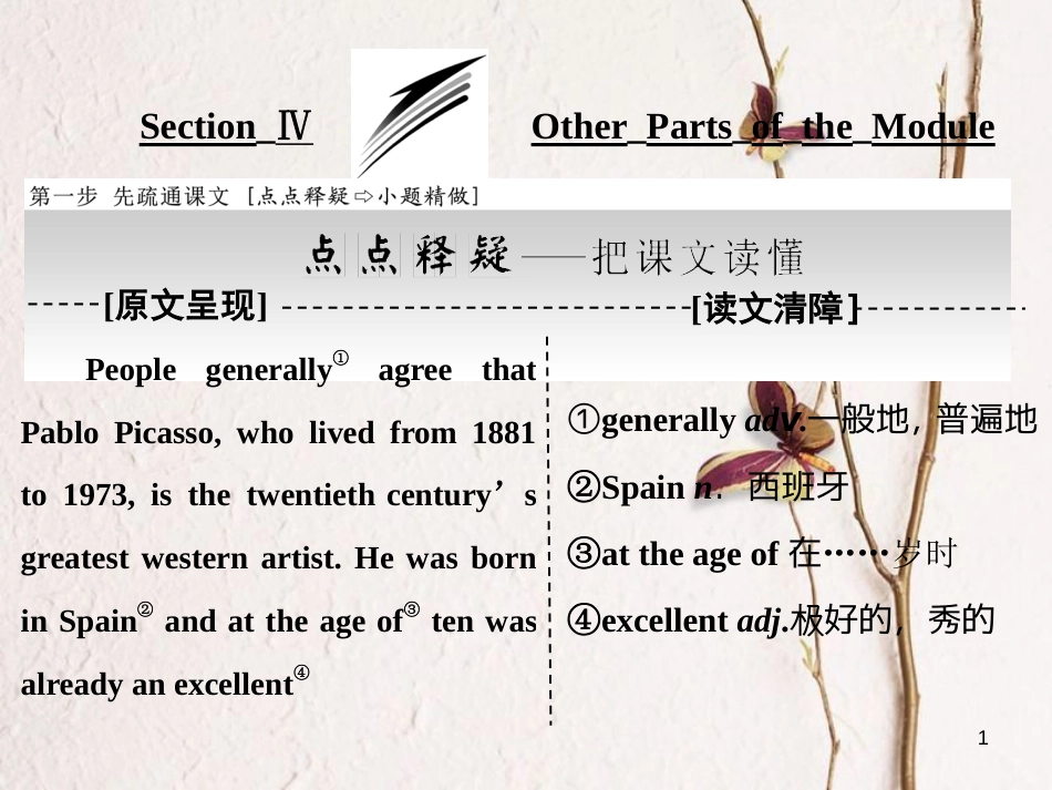 高中英语 Module 4 Fine Arts Western Chinese and Pop ArtsSection Ⅳ Other Parts of the Module课件 外研版必修2_第1页