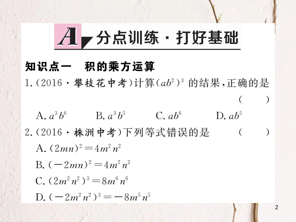 （贵州专用）八年级数学上册 14.1 整式的乘法 14.1.3 积的乘方课件 （新版）新人教版_第2页