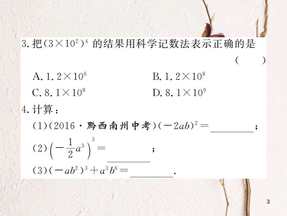 （贵州专用）八年级数学上册 14.1 整式的乘法 14.1.3 积的乘方课件 （新版）新人教版_第3页