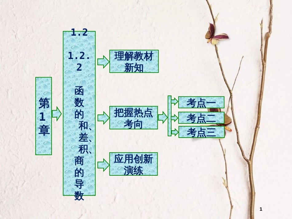 高中数学 第一章 导数及其应用 1.2 导数的运算 1.2.2 函数的和、差、积、商的导数课件 苏教版选修2-2_第1页